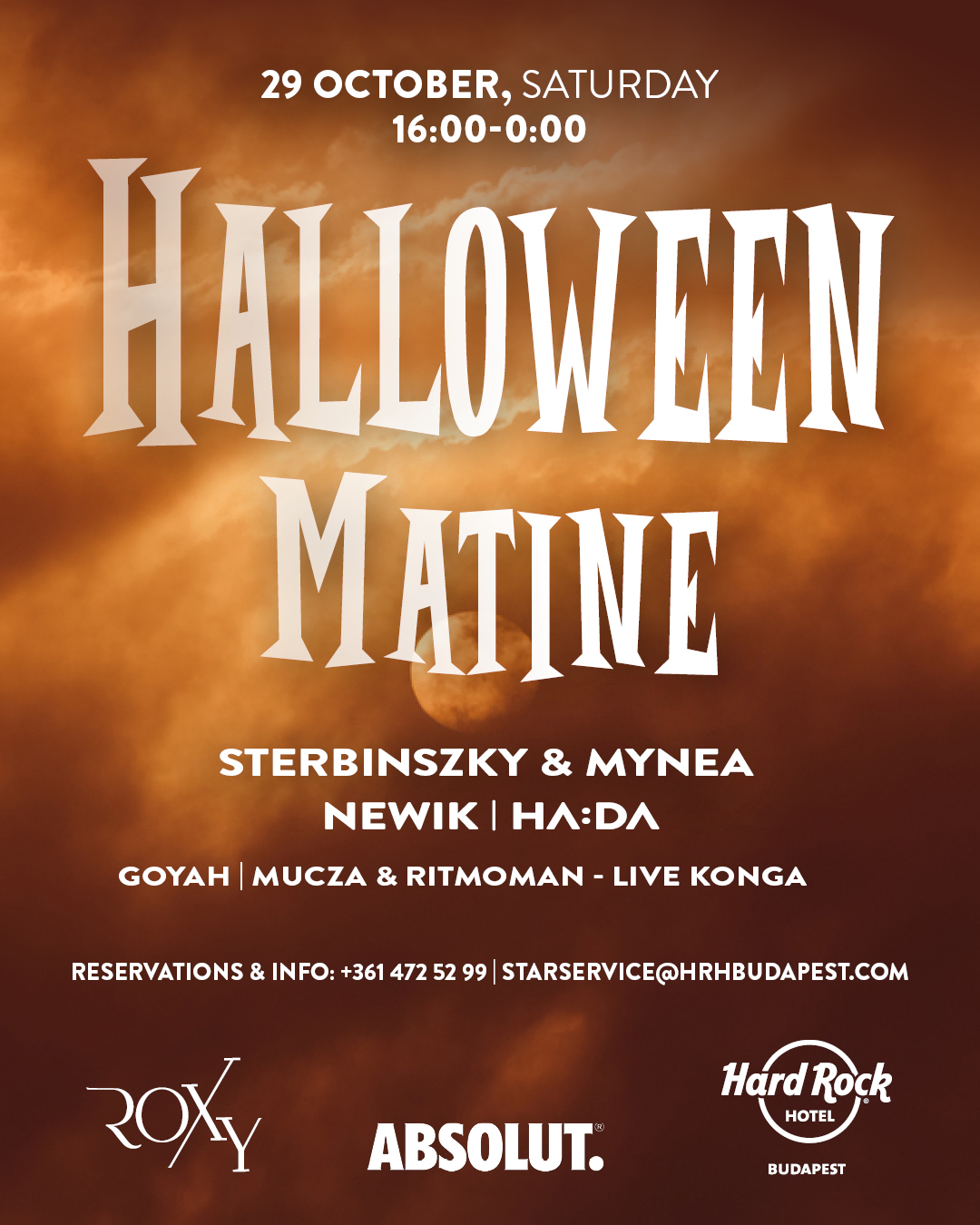 Halloween Party, Roxy Rooftop Lounge - Hard Rock Hotel Budapest, 29 October