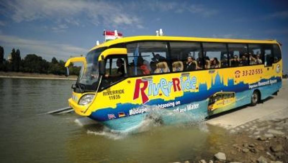 Amphibious Budapest Bus Stranded In Danube
